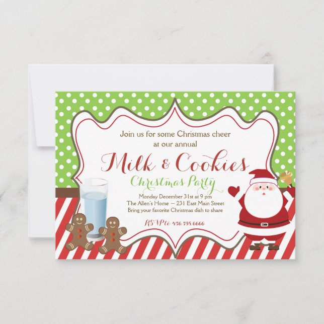 Milk & Cookies Santa Chrismas Party Invitation (Front)