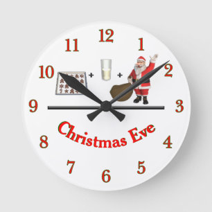 Milk + Cookies + Santa = Christmas Eve Numbered Round Clock