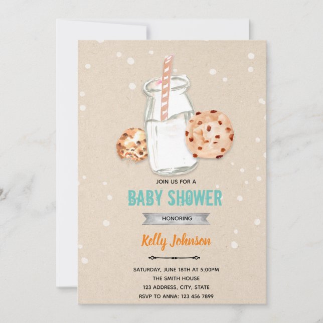 Milk cookies shower birthday invitation (Front)