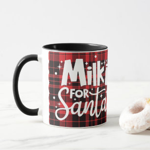 Milk for Santa Holiday Plaid Christmas Mug
