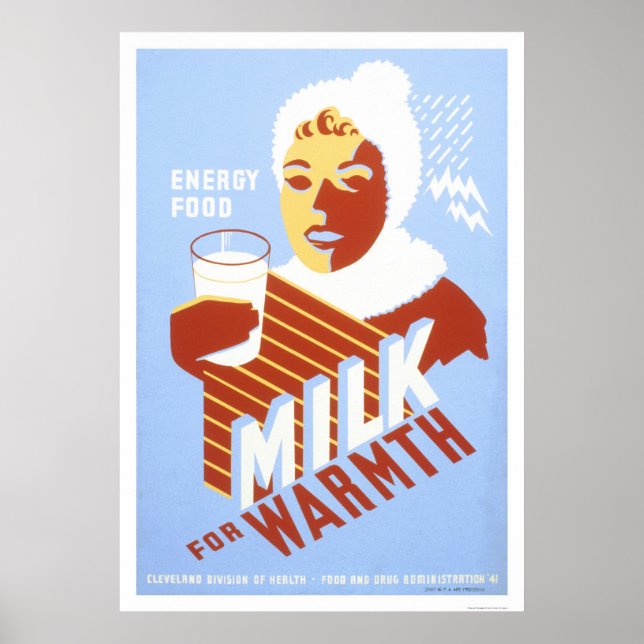 Milk For Warmth Energy 1941 WPA Poster (Front)