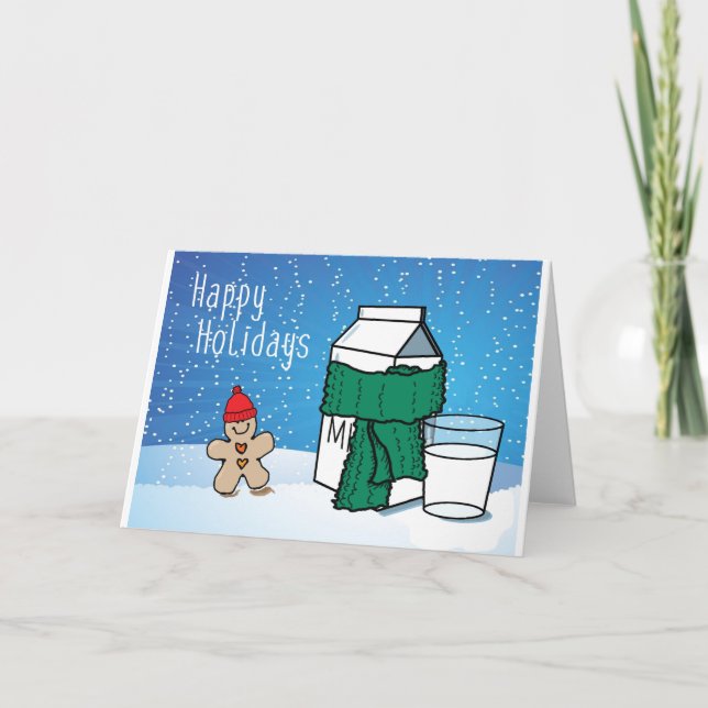 "Milk & Ginger" Funny Snow Holiday Card (Front)