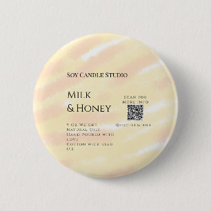 Milk honey soy candle business add q r code tex 2 inch round button