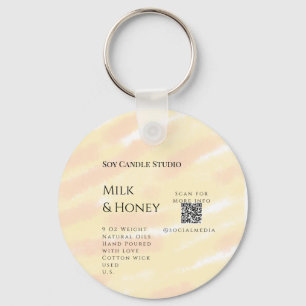Milk honey soy candle business add q r code tex keychain