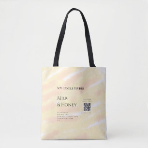 Milk honey soy candle business add q r code tex tote bag