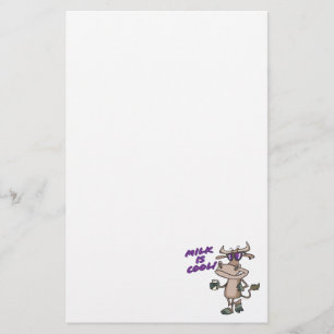 milk is cool funny cute cow cartoon stationery