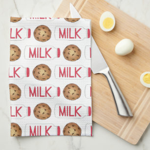 Milk Jug Chocolate Chip Cookies Snack Food Foodie Kitchen Towel