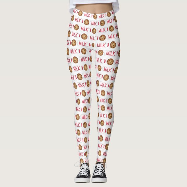 Milk Jug Chocolate Chip Cookies Snack Food Foodie Leggings (Front)