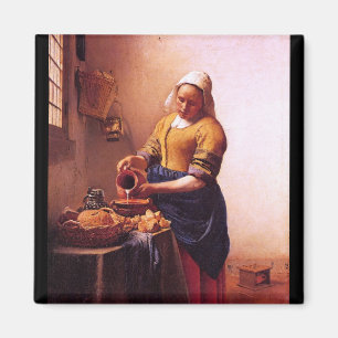 Milk maid by Johannes Vermeer Magnet
