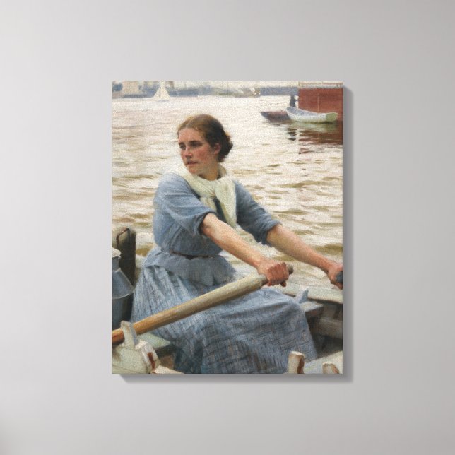 Milk Maid on a Rowing Boat (by Albert Edelfelt) Canvas Print (Front)