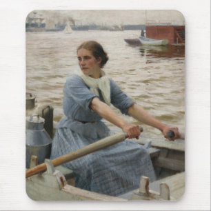 Milk Maid on a Rowing Boat (by Albert Edelfelt) Mouse Pad