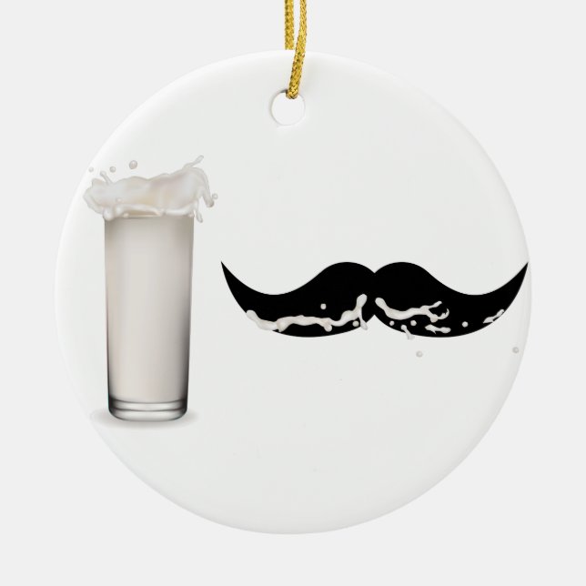 Milk Moustache Ceramic Ornament (Front)