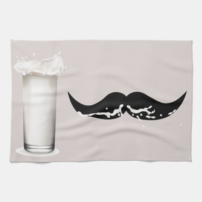 Milk Moustache Creme Kitchen Towel (Horizontal)