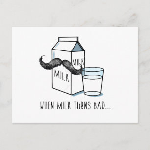 Milk & Moustache Funny Postcard