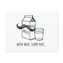Milk & Moustache Funny Postcard