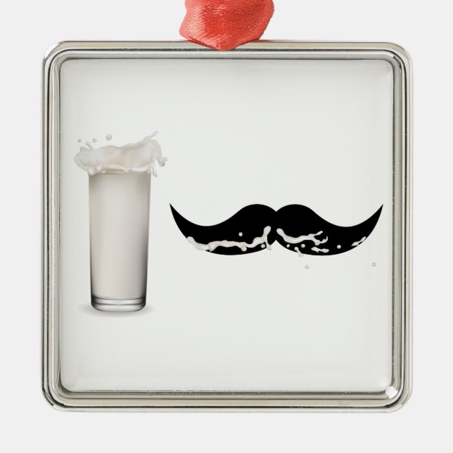 Milk Moustache Metal Ornament (Front)