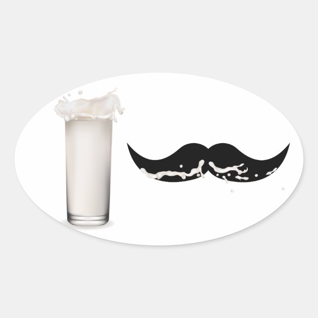 Milk Moustache Oval Sticker (Front)