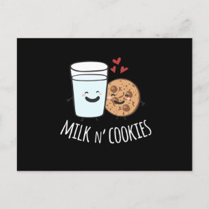 Milk N Cookies Cute Kawaii Food Couple Matching Postcard