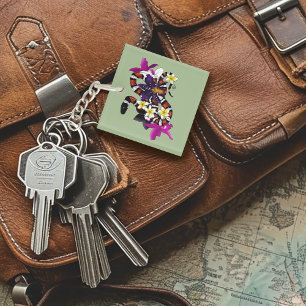 Milk Snake Exotic Floral Green Keychain