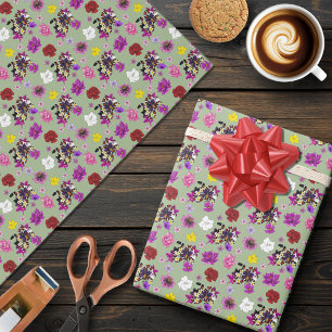 Milk Snake Exotic Floral Green Wrapping Paper