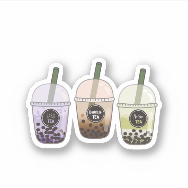 Milk Tea Flavours | Cute Boba Tea Stickers (Front)