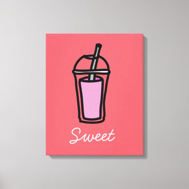 Milk Tea pink bubble tea Canvas Print (Front)