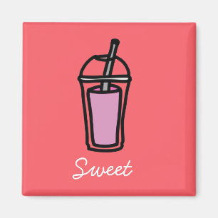 Milk tea pink bubble tea magnet