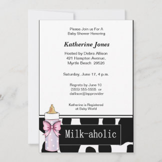 Milkaholic Baby Girl Shower Invitation