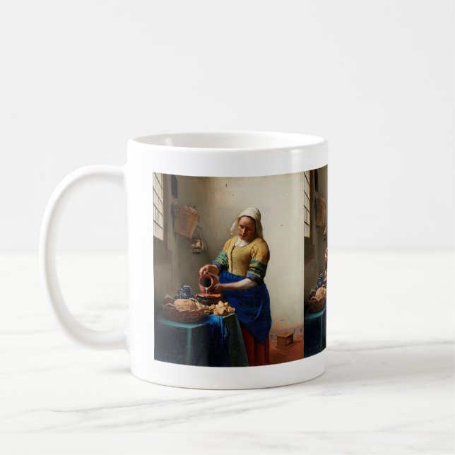 Milkmaid Kitchen Maid by Johannes Vermeer Coffee Mug (Left)