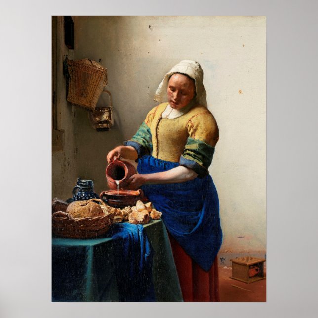 Milkmaid Kitchen Maid by Johannes Vermeer Poster (Front)
