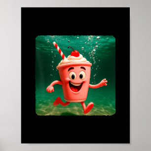 Milkshake Diving Underwater Ocean Diver Swimming S Poster