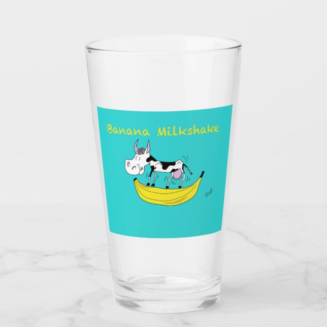 Milkshake glass- Cow- Banana Milkshake Glass (Front)