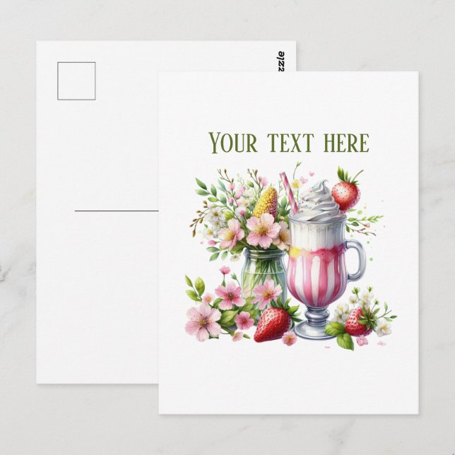 Milkshake ice cream add message business name postcard (Front/Back)