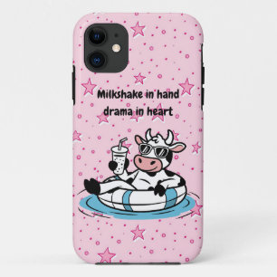 Milkshake in Hand, Drama in Heart Cool Cow iPhon iPhone 11 Case