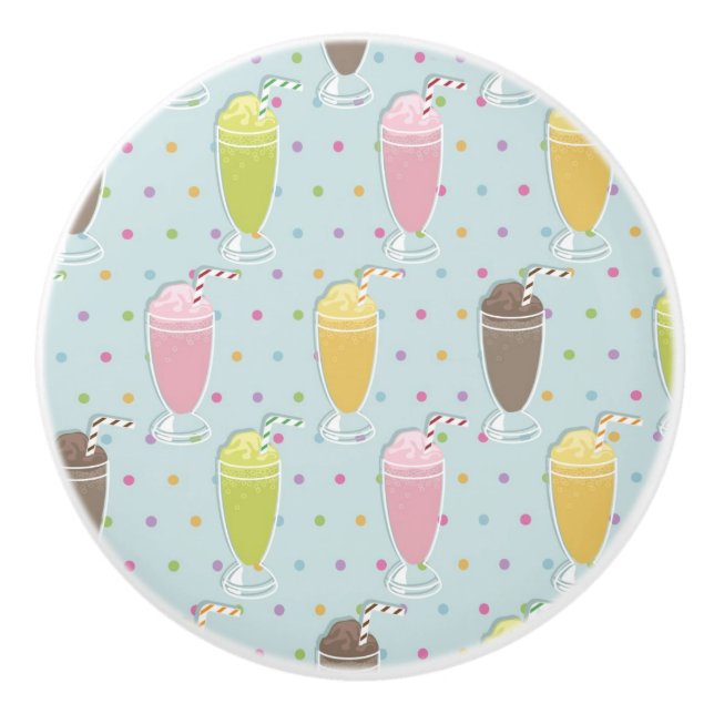 Milkshake Pattern Ceramic Knob (Front)