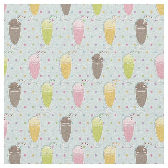 Milkshake Pattern Fabric (Close Up)