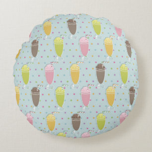 Milkshake Pattern Round Pillow