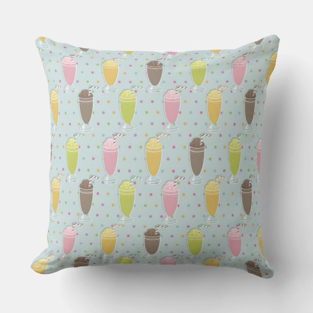 Milkshake Pattern Throw Pillow (Front)