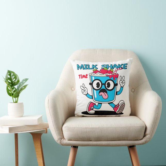 Milkshake Time Throw Pillow (Chair)