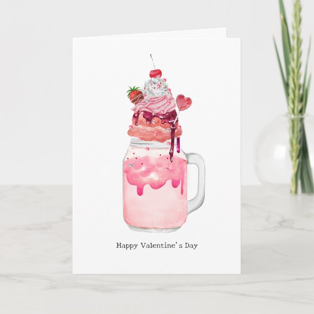 Milkshake Valentine's Day I Love You Dairy Much Card (Front)