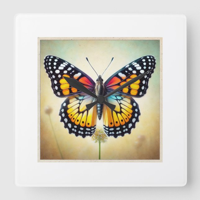 Milkweed Butterfly 080824IREF205 - Watercolor Square Wall Clock (Front)