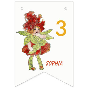 Milkweed Cute Flower Child Floral Funny Girl Bunting Flags