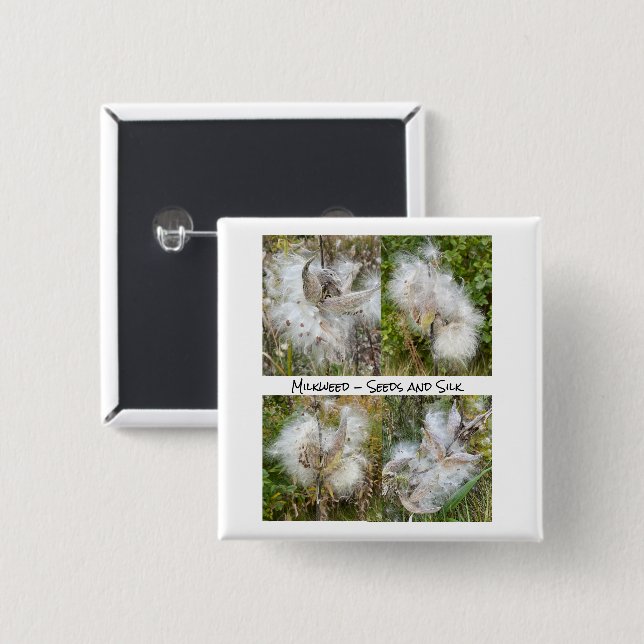 Milkweed | Natural 2 Inch Square Button (Front & Back)