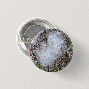 Milkweed Seeds and Silk 1 Inch Round Button