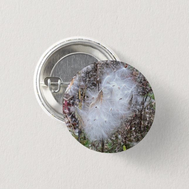 Milkweed Seeds and Silk 1 Inch Round Button (Front & Back)