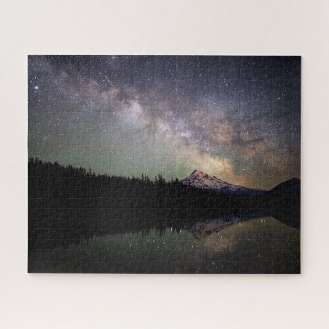 Milky Way and Mount Hood Reflecting in Lost Lake Jigsaw Puzzle (Horizontal)