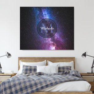 Milky way bright colors personalizable monogram canvas print