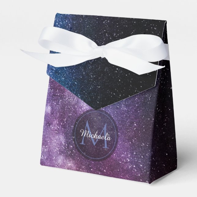 Milky way bright colors personalizable monogram favor box (Front Side)