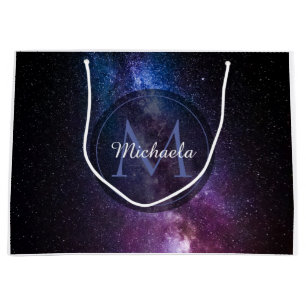 Milky way bright colors personalizable monogram large gift bag