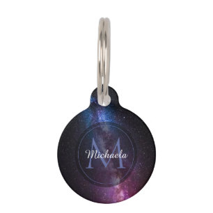 Milky way bright colors personalizable monogram pet tag